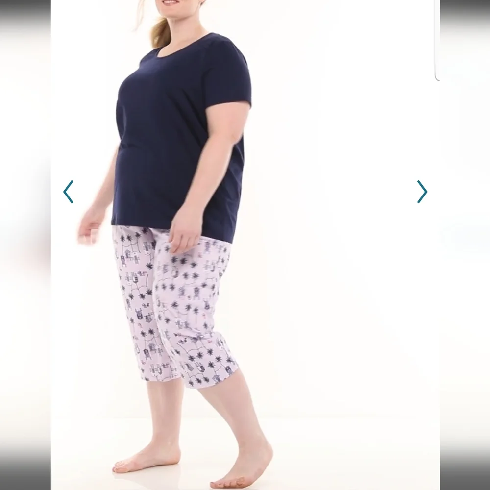 Pajama loungewear set With Eyelet Embroideries